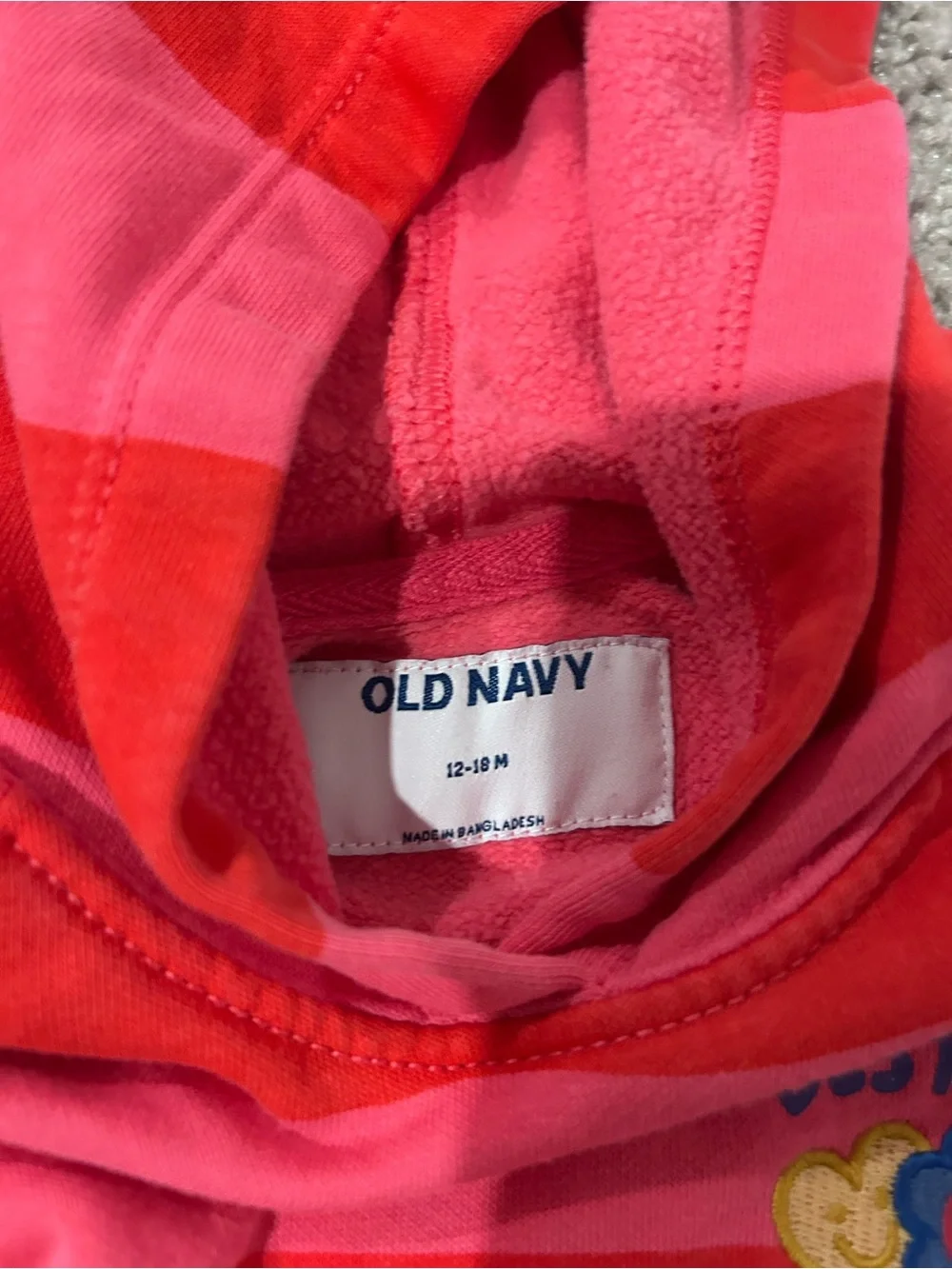 Old Navy Pink and Red Striped Kids Hoodie with Besties Patch